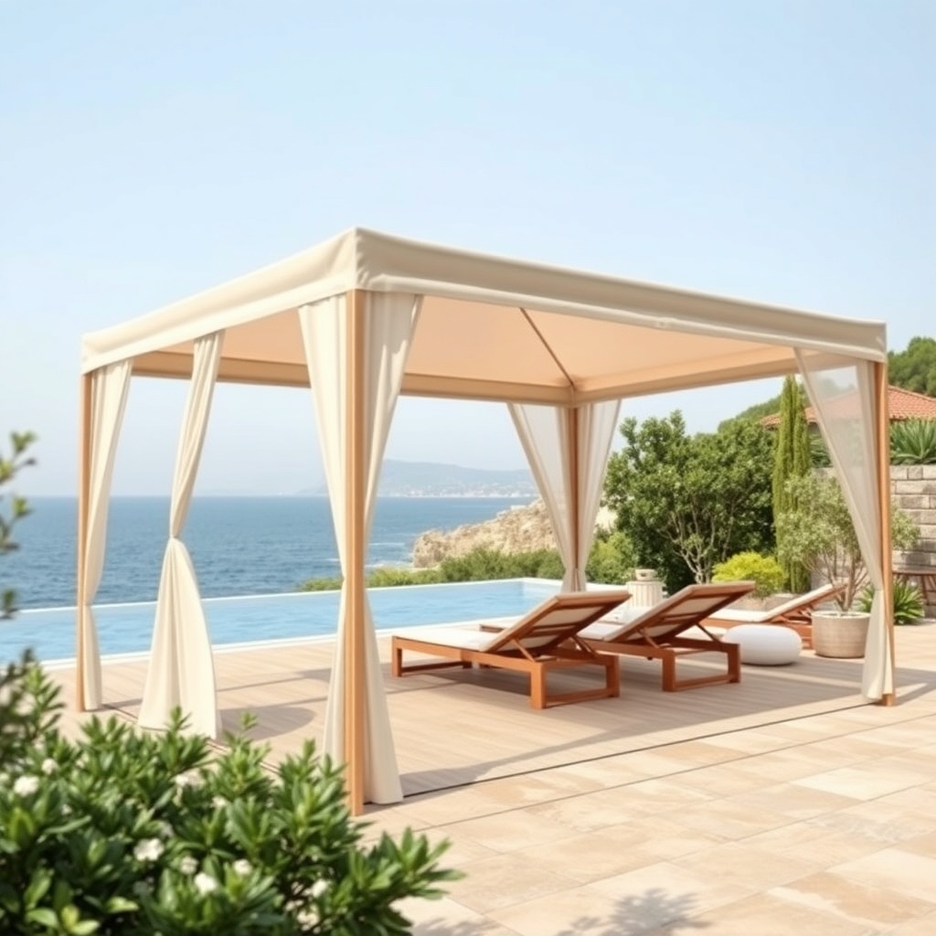 Bir kişi yumuşak bir süngerle Sunflex Mediterranean tente kumaşını temizliyor