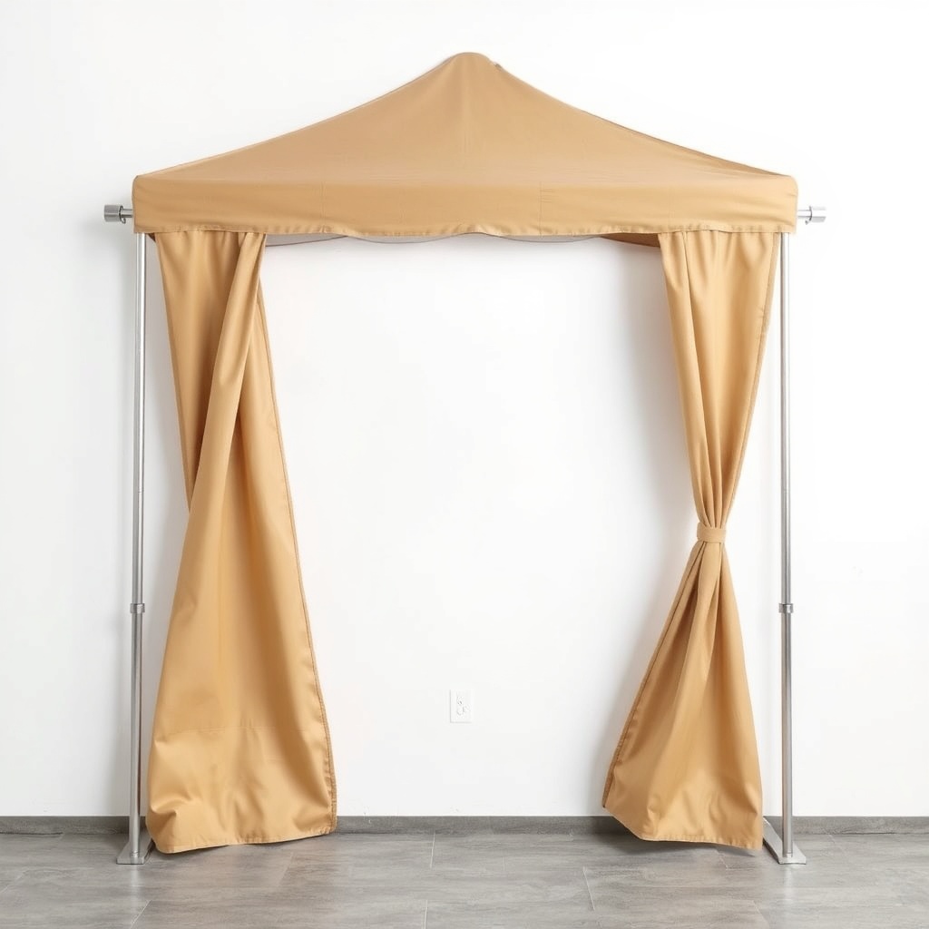 <clean photorealistic photo of a Sunflex Mediterranean tente with damaged bracket on a whi