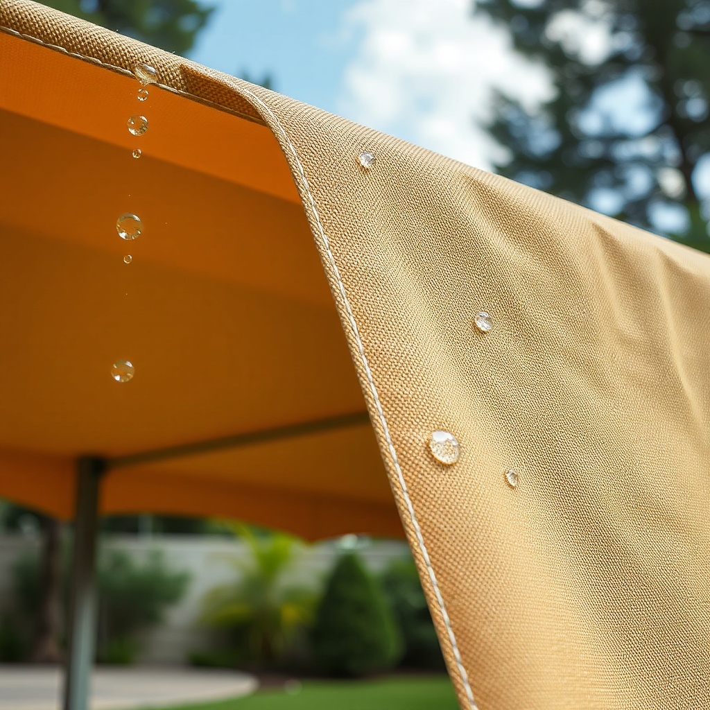 <A clean photorealistic photo of a Sunflex Mediterranean tente fabric close-up