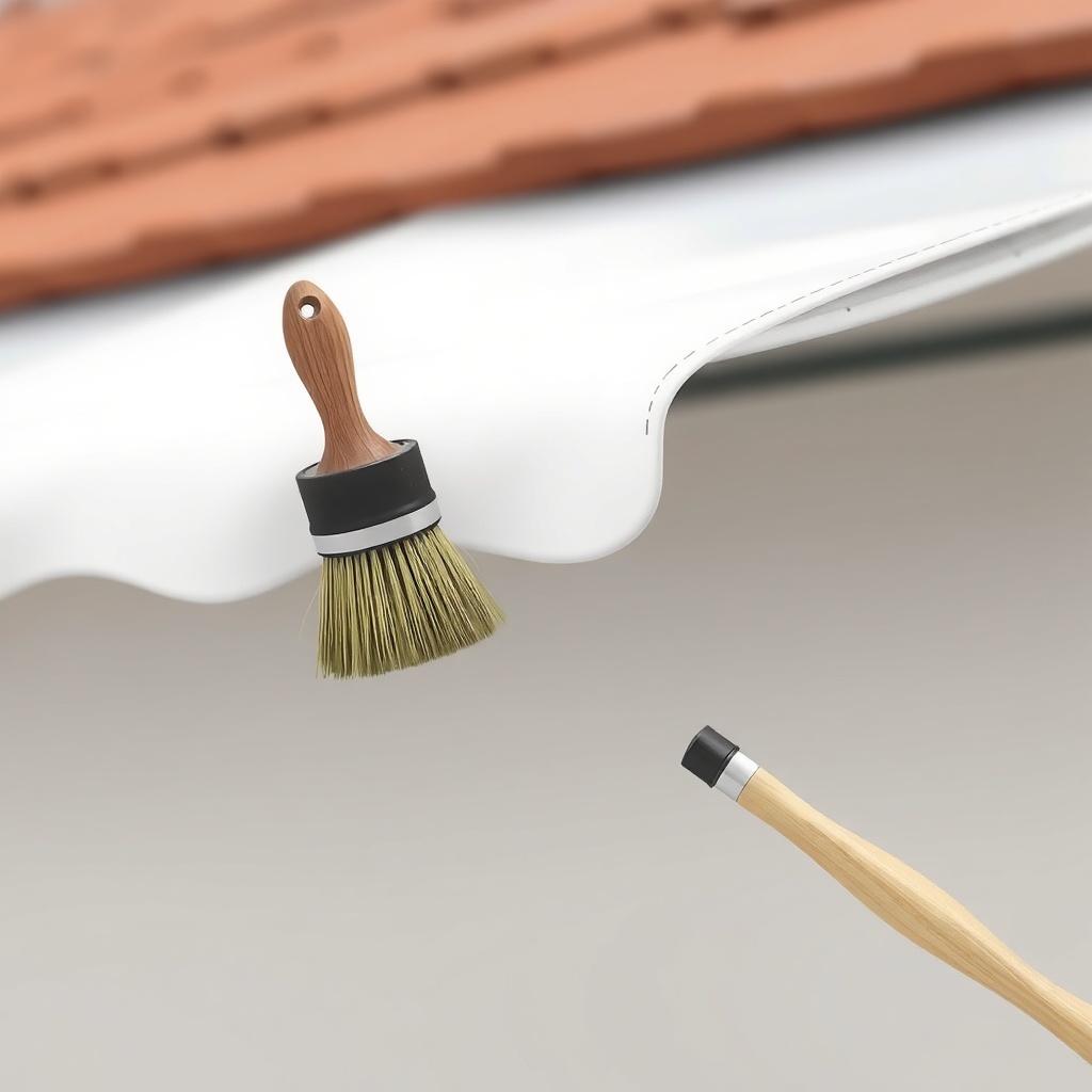<clean photorealistic photo illustration showing a Sunscreen European tent gutter being cl